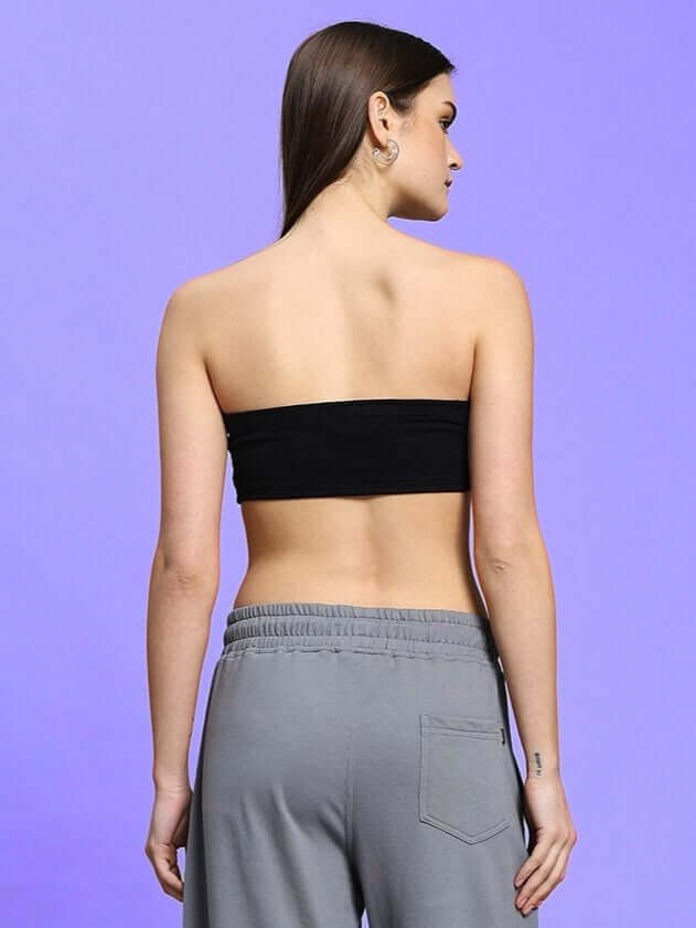 Back view of model wearing WOMEN'S LIA CO-ORD SET BLACK GREY, showcasing streetwear-inspired style from WEAR DUDS.