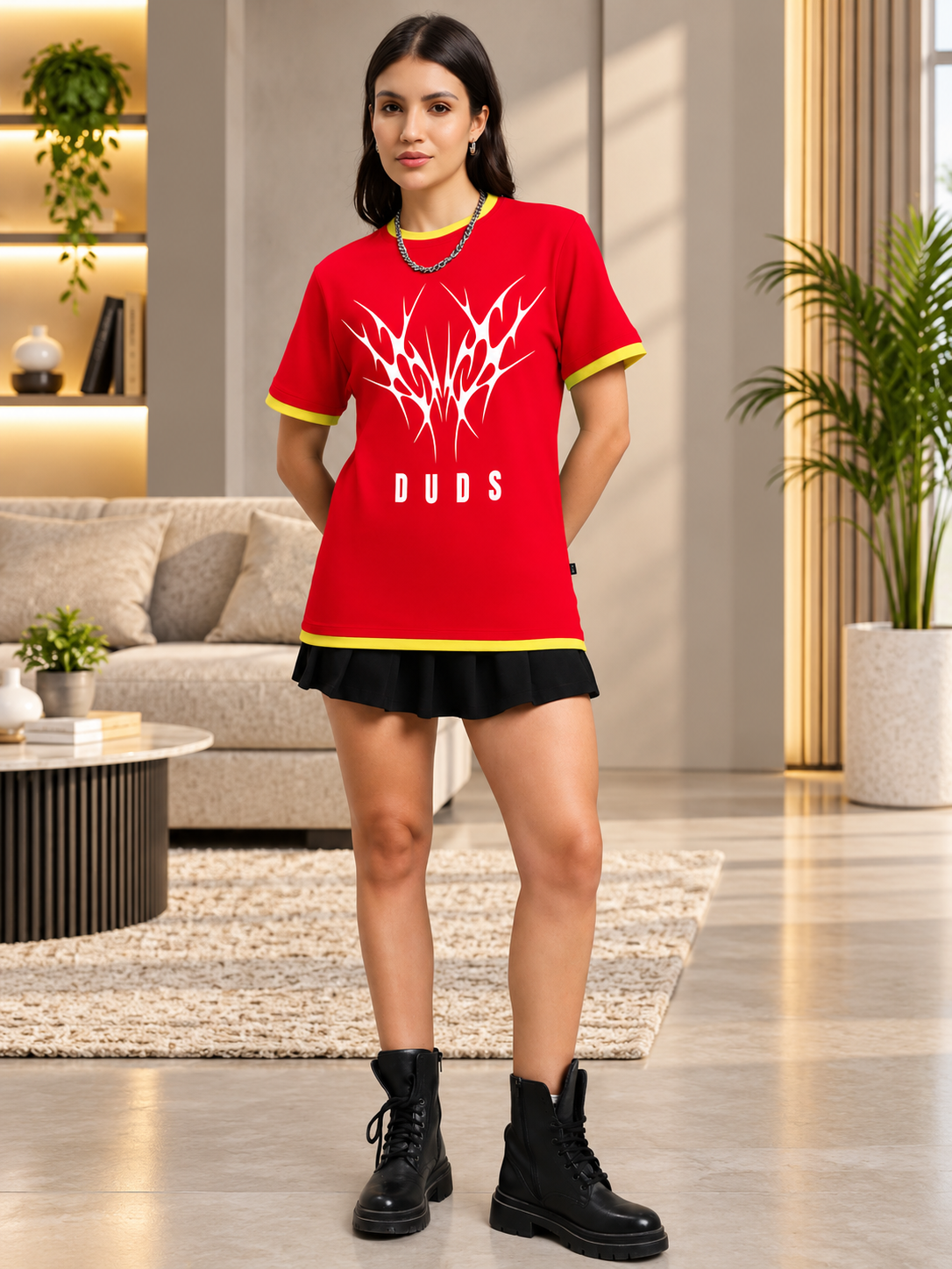 WOMENS NORIBA REGULAR FIT T-SHIRT RED - Wearduds, view 6