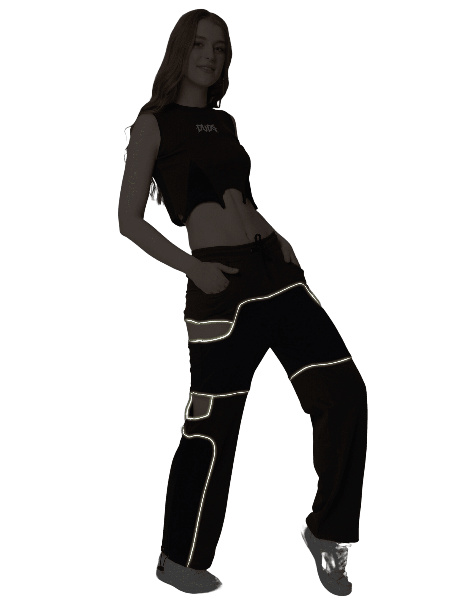 Model wearing WOMEN'S ODDY COTTON CO-ORD SET BROWN showcasing modern elegance and minimalist fashion.