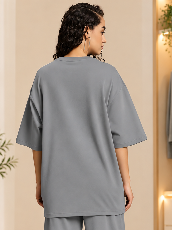 WOMEN'S OUTLOOK OVER-SIZED T-SHIRT GREY - Wearduds, view 3
