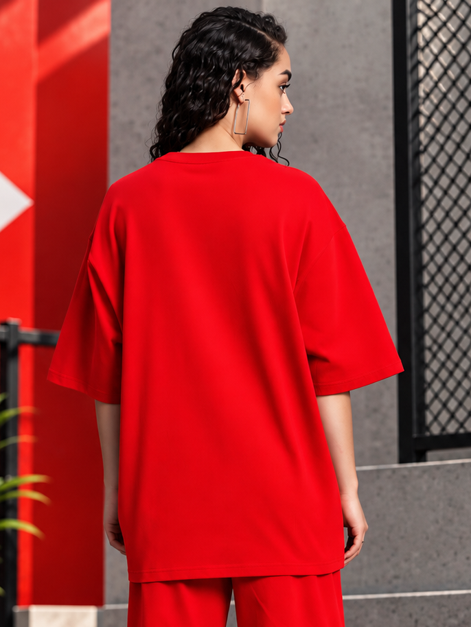 WOMEN'S OUTLOOK OVER-SIZED T-SHIRT RED - Wearduds, view 3