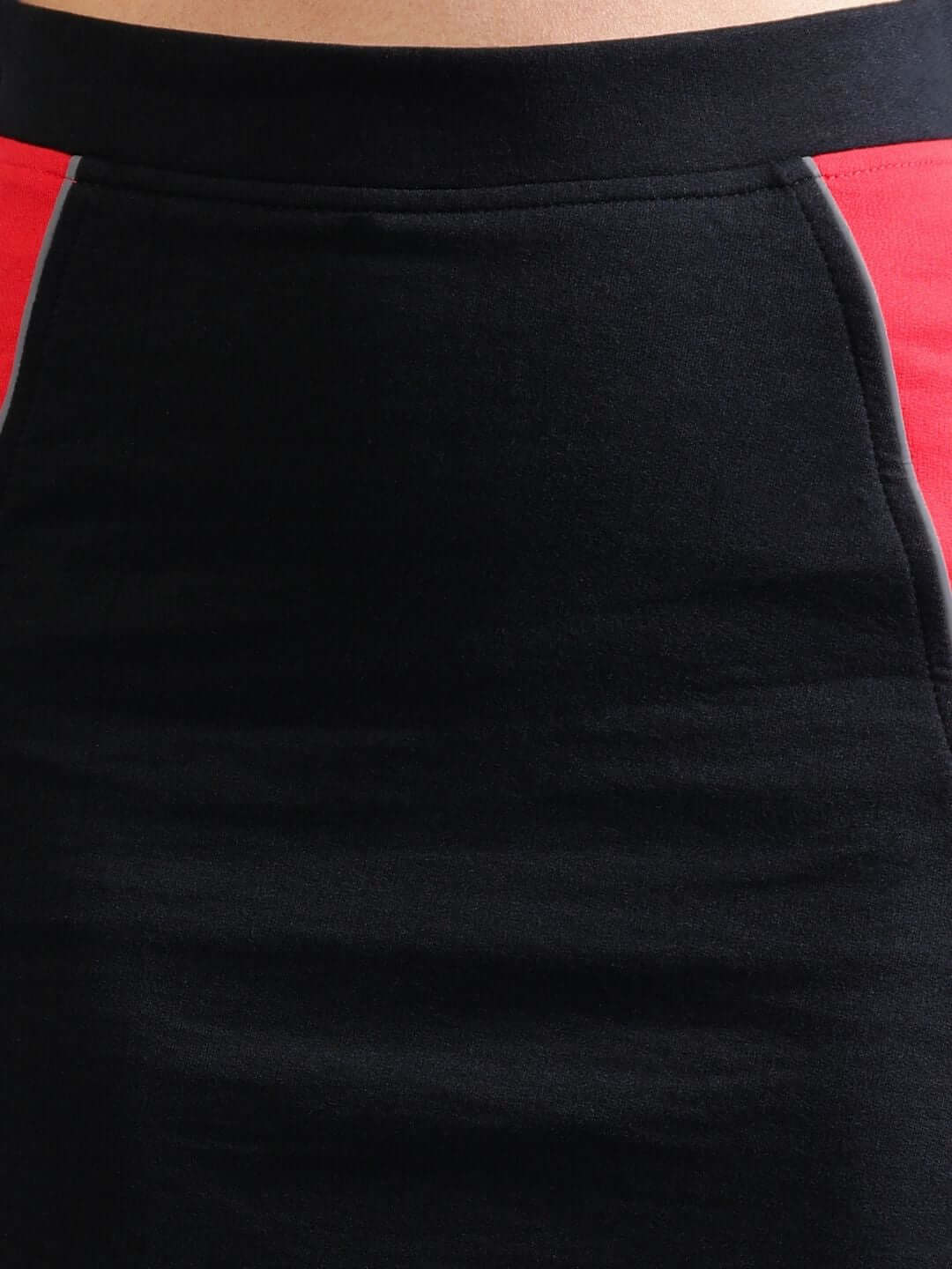 Women's Rosalina Colorblock Skirt in black and red, available with custom fit option from DUDS.