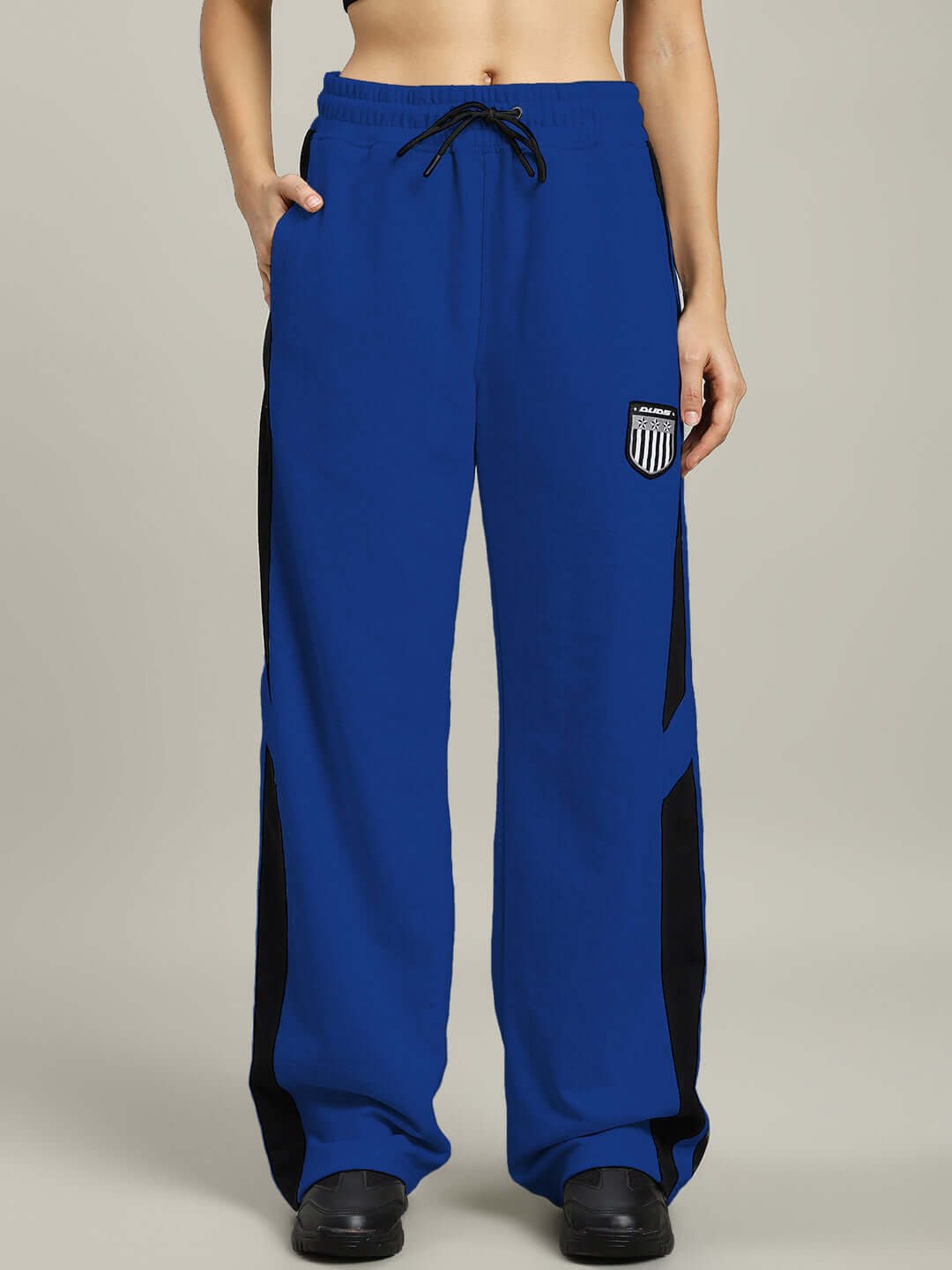 Women's Royalson Joggers in Blue with customizable fit, made by experienced DUDS tailors; stylish and comfortable activewear.