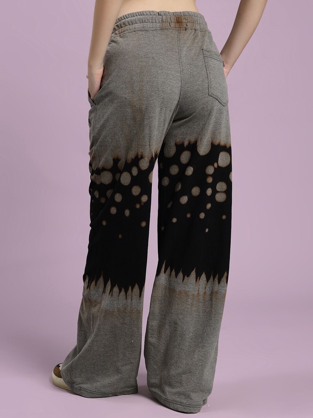 Back view of WOMEN'S SHADOW SWIRL TIE-DYE JOGGER BLACK with unique pattern
