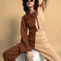 WOMEN'S SOPHIA CO-ORD SET - BEIGE-BROWN
