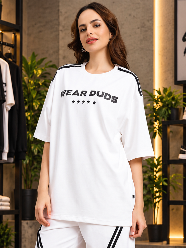WOMEN'S STAR JUMPER OVER-SIZED T-SHIRT OFF WHITE - Wearduds, view 1
