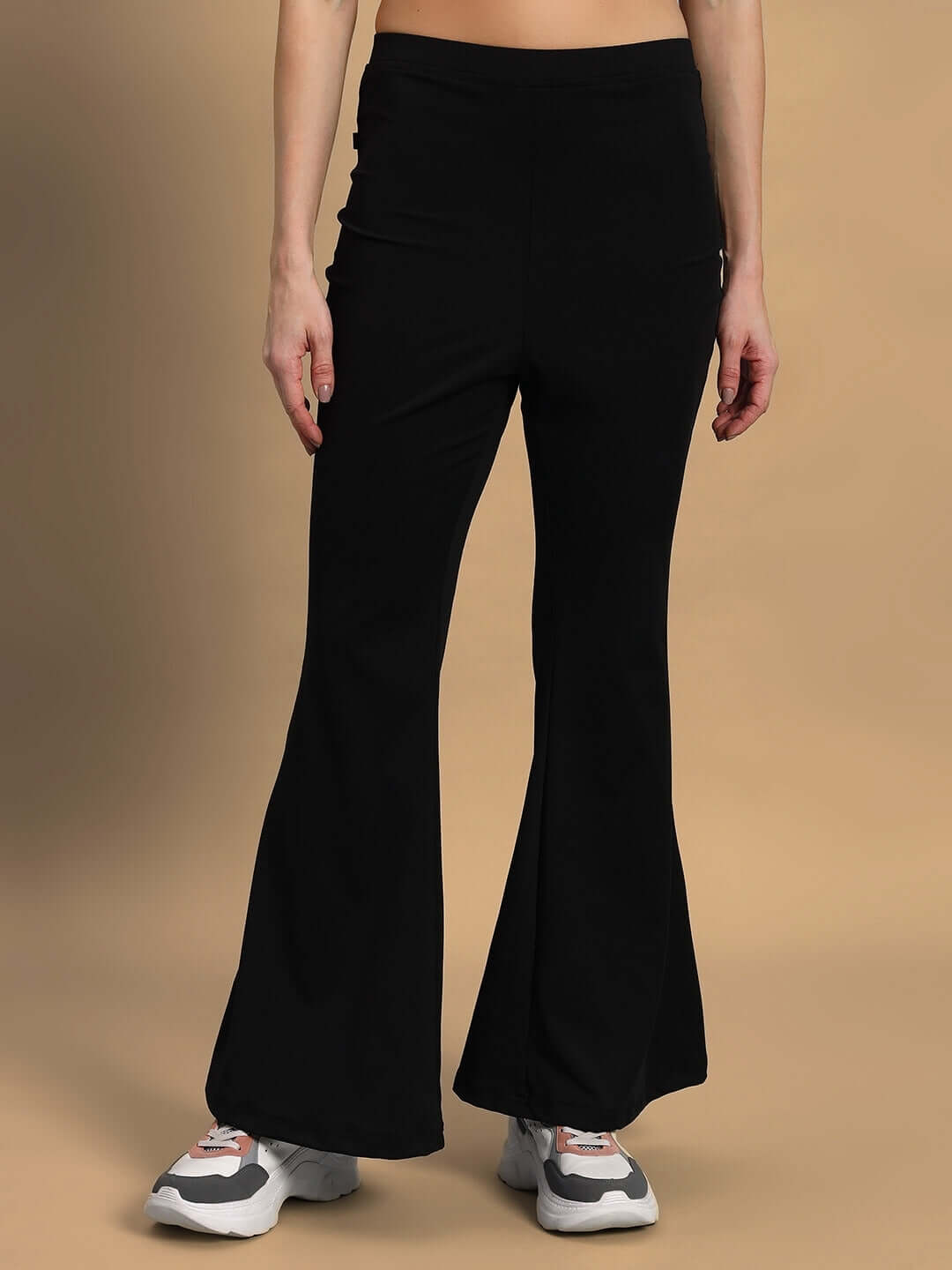 Women's black Stella boot cut pant, featuring a stylish flare and custom fit option, ideal for tailored comfort and elegance.