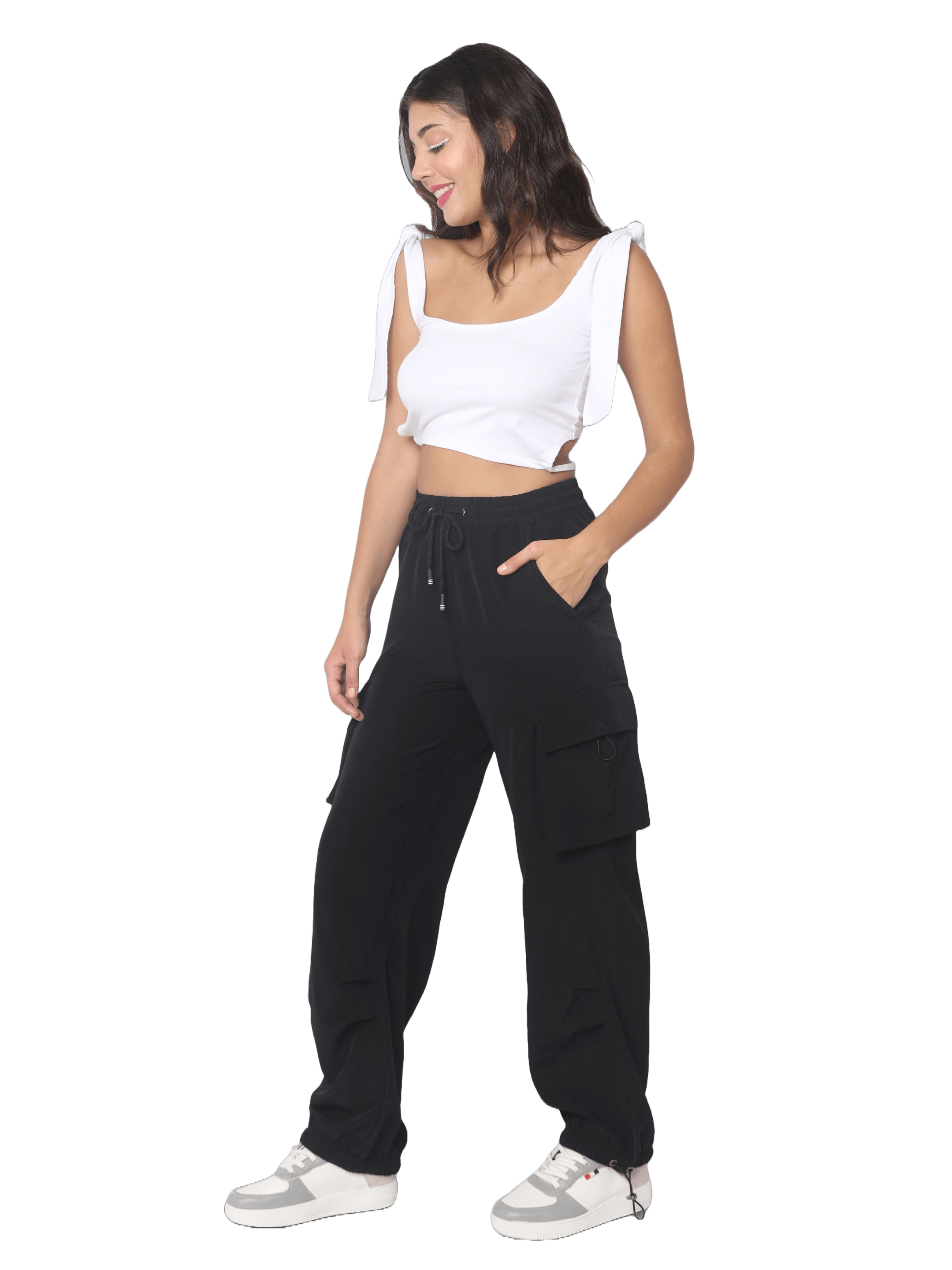 Street Wear Parachute Cargo Pants (Black) - Wearduds