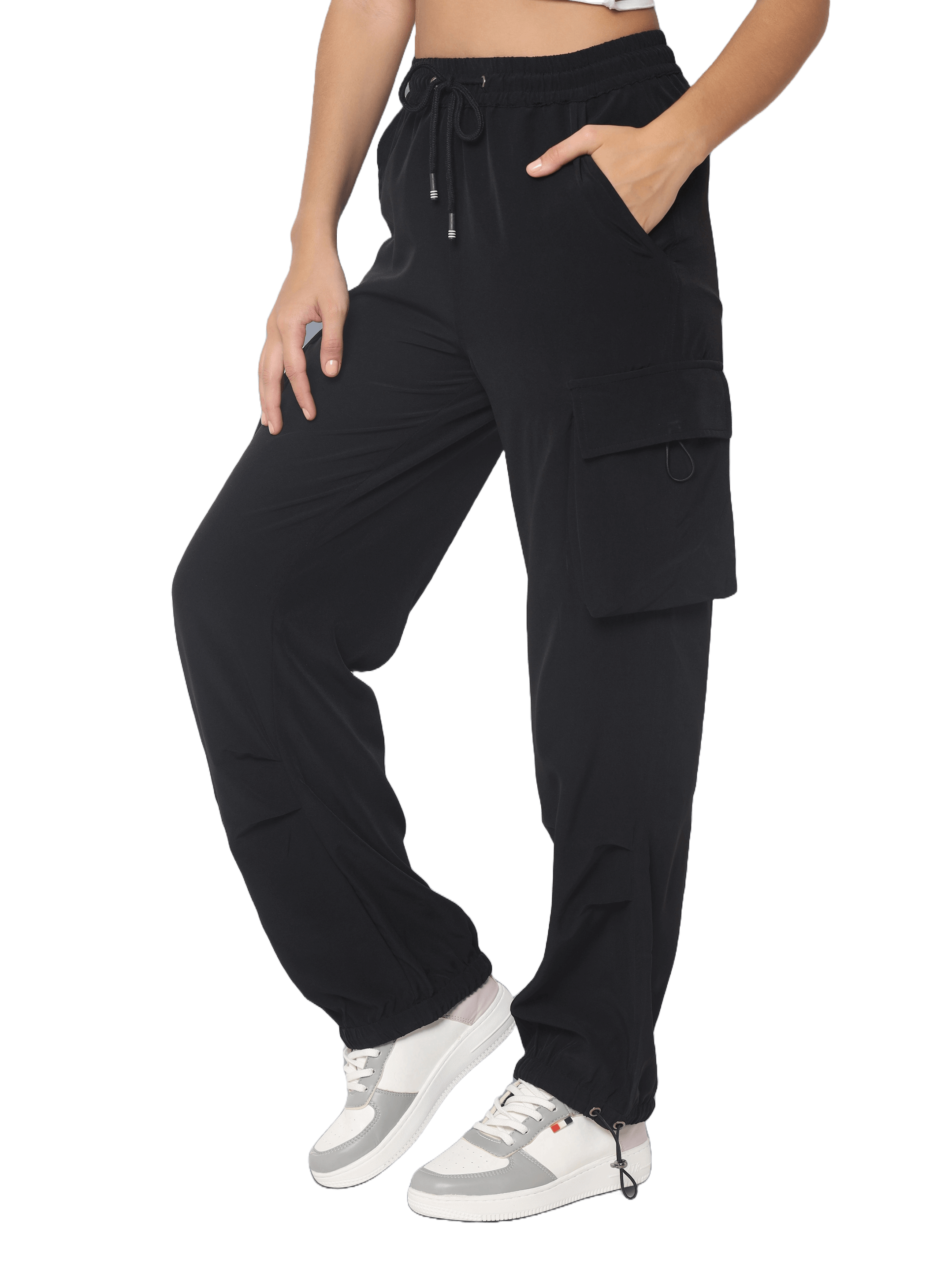 Street Wear Parachute Cargo Pants (Black) - Wearduds
