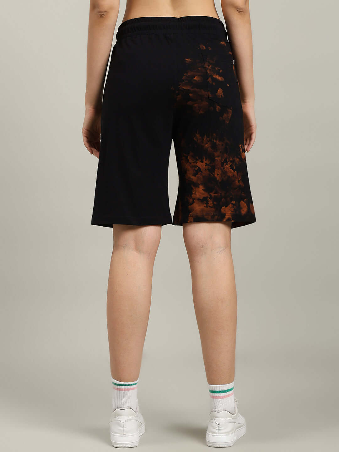 Back view of WOMEN'S TRICKSTER TIE-DYE CO-ORD SET BLACK shorts