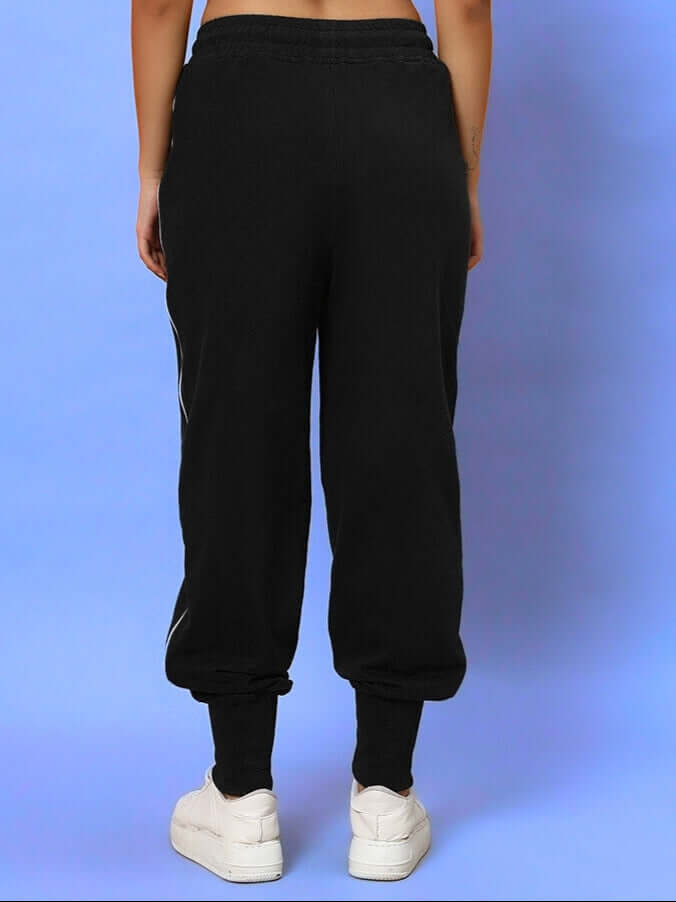 Back view of Women's Hunter Joggers in black, featuring customized fit options from DUDS, showcasing design and comfort.