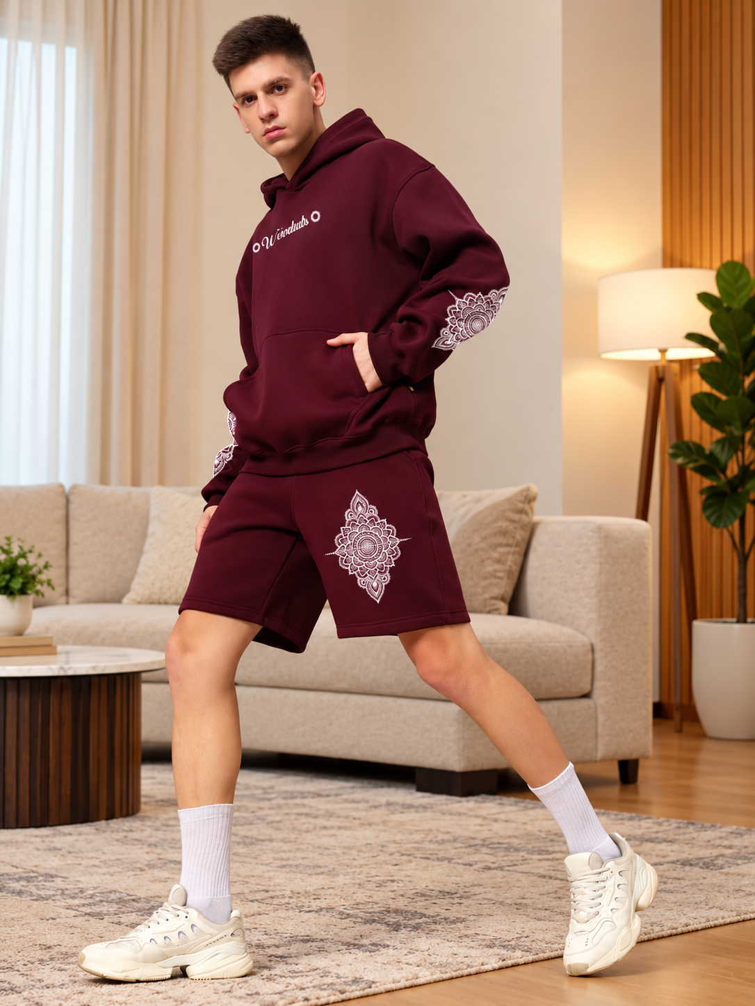 WEARDUDS YANTRA FLEECE SHORTS WINE - Wearduds, view 5