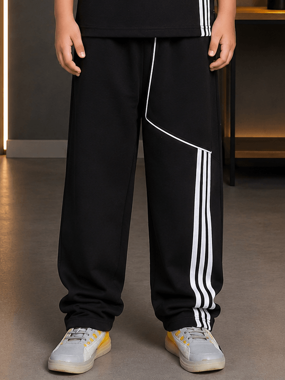 YOUTH CONTREST PIPING JOGGER FOR BOYS GIRLS OLIVE GREEN displayed in modern styling, showcasing sporty details in a trendy look.