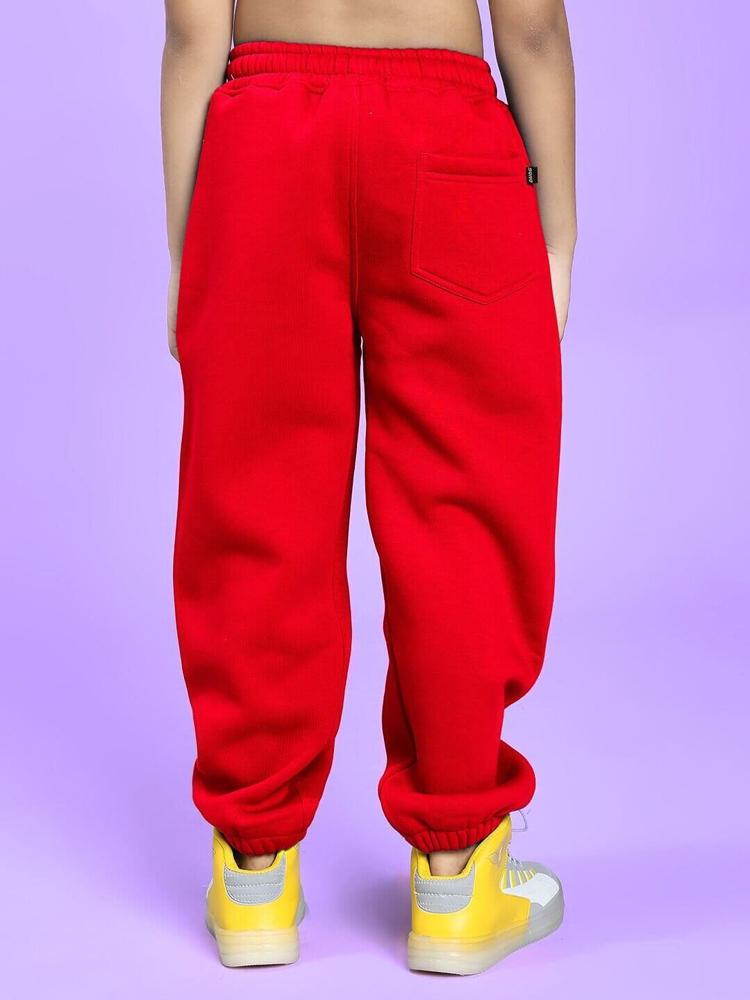 ZENO RELAXED FIT FLEECE JOGGER FOR BOYS AND GIRLS RED - KIDS JOGGER