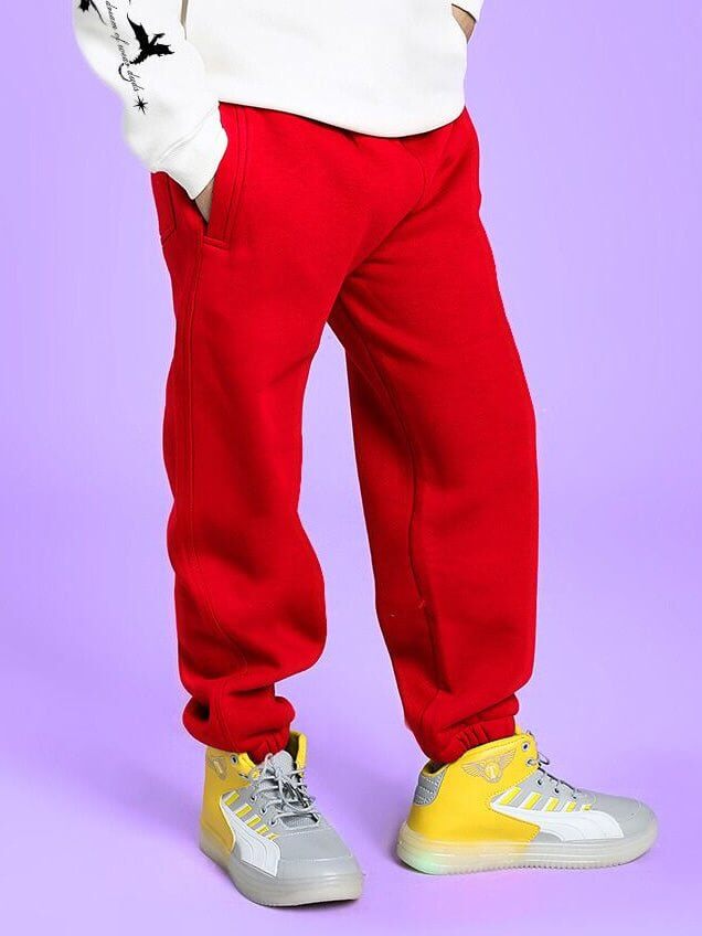ZENO RELAXED FIT FLEECE JOGGER FOR BOYS AND GIRLS RED - KIDS JOGGER